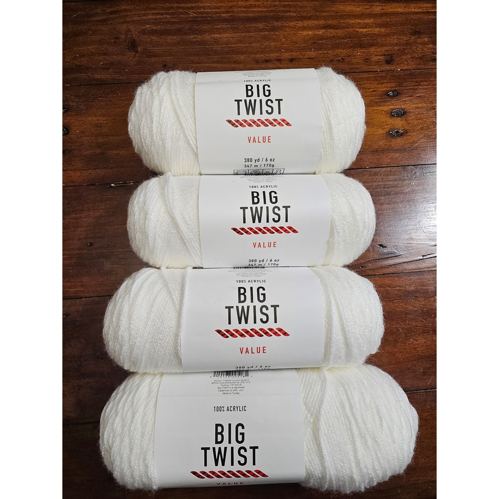 Big Twist Value Acrylic‎ Yarn White 380 Yards 6 oz Knitting Crochet Craft